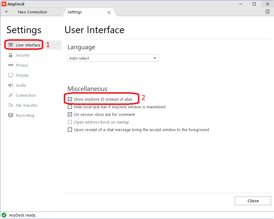 show AnyDesk ID instead of alias